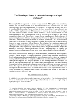 The Meaning of Home: A chimerical concept or a legal challenge?