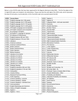 RAI-Approved SCED Codes 2017: Individual List