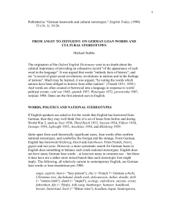Published as &ldquo;German loanwords and cultural stereotypes.&rdquo; English