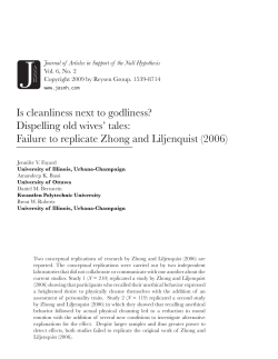 Failure to replicate Zhong and Liljenquist (2006)