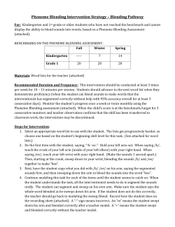 Phoneme Blending Intervention Strategy &ndash; Blending Pathway