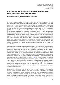 Art Cinema as Institution, Redux: Art Houses, Film Festivals, and