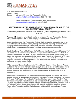 Press Release Vail Preservation Society Awarded Storying Arizona