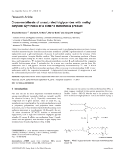 Crossmetathesis of unsaturated triglycerides with methyl acrylate