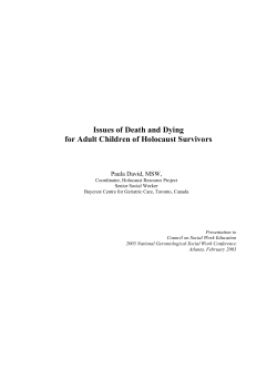 Issues of Death and Dying for Adult Children of Holocaust Survivors