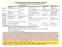 Brief PT Protocols For Shoulder Surgeries