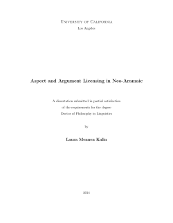 Aspect and Argument Licensing in Neo-Aramaic
