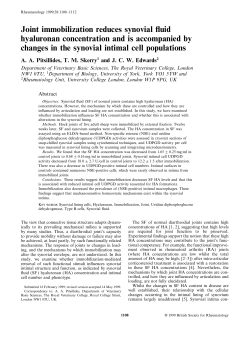 Joint immobilization reduces synovial fluid hyaluronan concentration