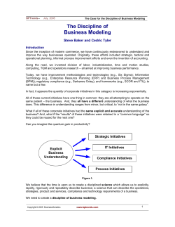 The Discipline of Business Modeling
