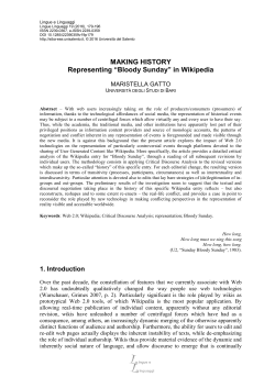 MAKING HISTORY Representing &ldquo;Bloody Sunday&rdquo; in Wikipedia