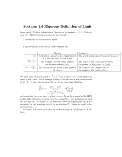 Sections 1.6 Rigorous Definition of Limit