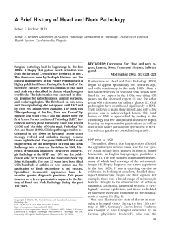 A Brief History of Head and Neck Pathology