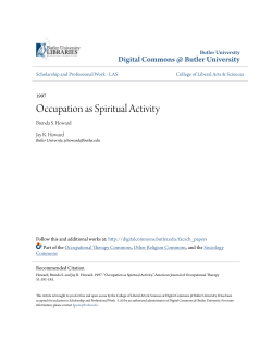 Occupation as Spiritual Activity - Digital Commons @ Butler University