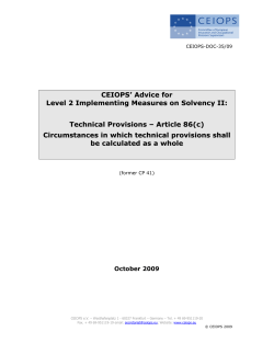 Calculation of Technical Provisions as a whole - eiopa