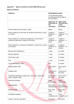 Appendix 1 Spent convictions and the DBS filtering rules Spent