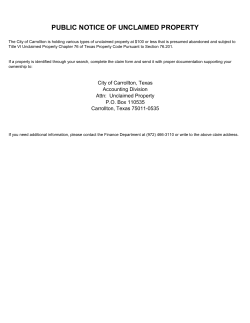 public notice of unclaimed property - Carrollton