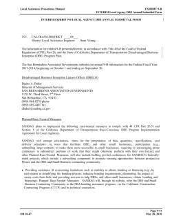 SBCTA Local Agency DBE Annual Submittal Form for FFY 2013/14