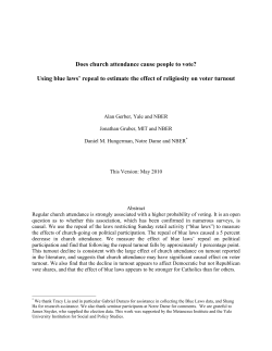 Does church attendance cause people to vote? Using blue laws