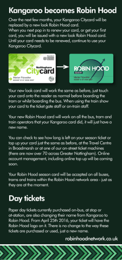 Kangaroo becomes Robin Hood Day tickets