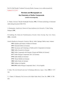 Reviews and Monographs on the Chemistry of Sulfur Compounds