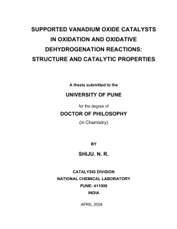 SUPPORTED VANADIUM OXIDE CATALYSTS IN OXIDATION AND