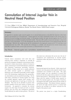 Cannulation of Internal Jugular Vein in Neutral Head Position