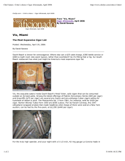 Chef James:: Critic`s choice: Cigar Aficionado