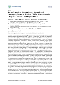 Socio-Ecological Adaptation of Agricultural Heritage Systems in