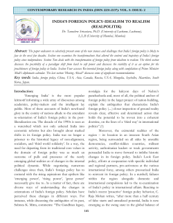 india`s foreign policy-idealism to realism (realpolitik)