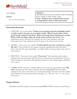 Standard Protocol Intervention Blending Words Intervention
