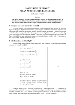 modelling of flight of an autonomous parachute