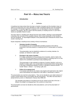 Part VI - Resulting Trusts