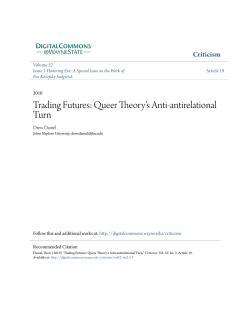 Trading Futures: Queer Theory`s Anti-antirelational Turn