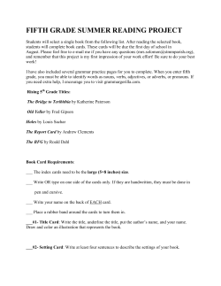FIFTH GRADE SUMMER READING PROJECT