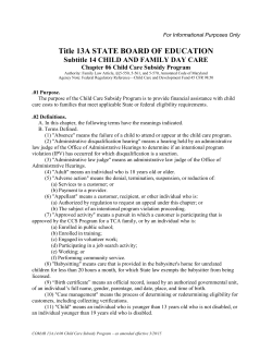 Child Care Subsidy Program - Early Childhood Development