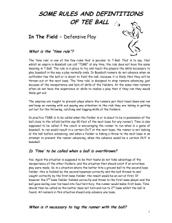 SOME RULES AND DEFINTITIONS OF TEE BALL In The Field