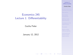 Economics 245 Lecture 1: Differentiability