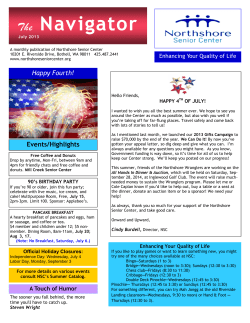 July 2013 Navigator Final - Northshore Senior Center