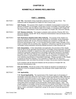 Non-Metallic Mining Reclamation Ordinance