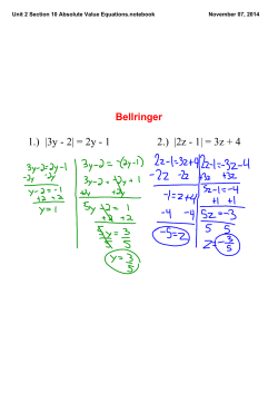 Unit 2 Section 10 Absolute Value Equations.notebook