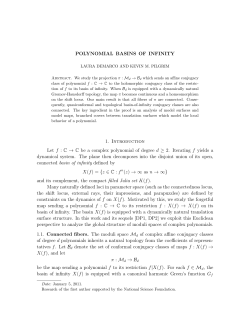 POLYNOMIAL BASINS OF INFINITY 1. Introduction Let f : C &rarr; C be