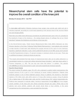 MSC`s to improve conditions of Knee Joint