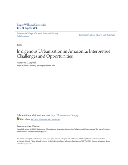 Indigenous Urbanization in Amazonia: Interpretive