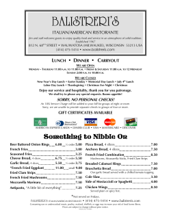 Italian/American Ristorante Lunch Menu