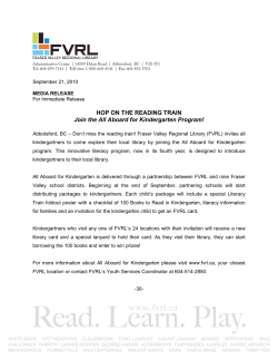 Hop On the Reading Train - Fraser Valley Regional Library
