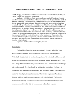 Joel Plagge, 2009 Interception Loss in a Tributary of Milkhouse Creek