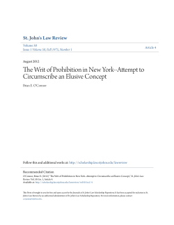 The Writ of Prohibition in New York-