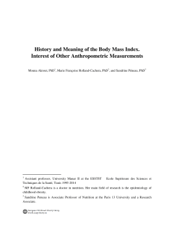 History and Meaning of the Body Mass Index. Interest of Other