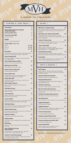 Menu - Malvernvale Hotel