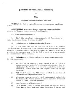 The Alternate Dispute Resolulion Act, 2017